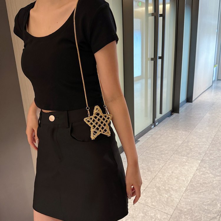 跨境2024夏新款小香风镂空金属星星包晚宴包单肩斜挎气质链条女包详情172