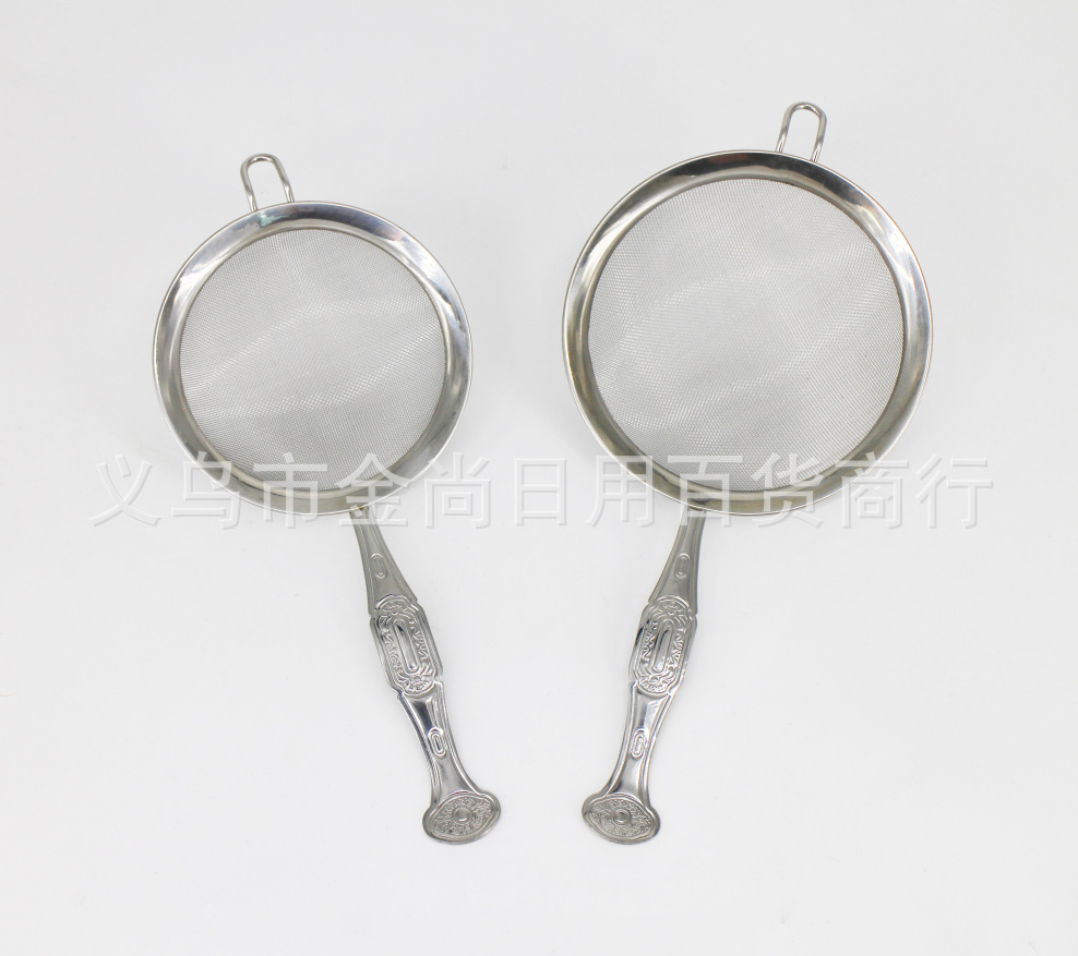 Household Ruyi handle 30-mesh deep mesh 201 stainless steel corrugated mesh oil leakage isolation ultra-dense flour screen mesh household mesh leakage pic 1