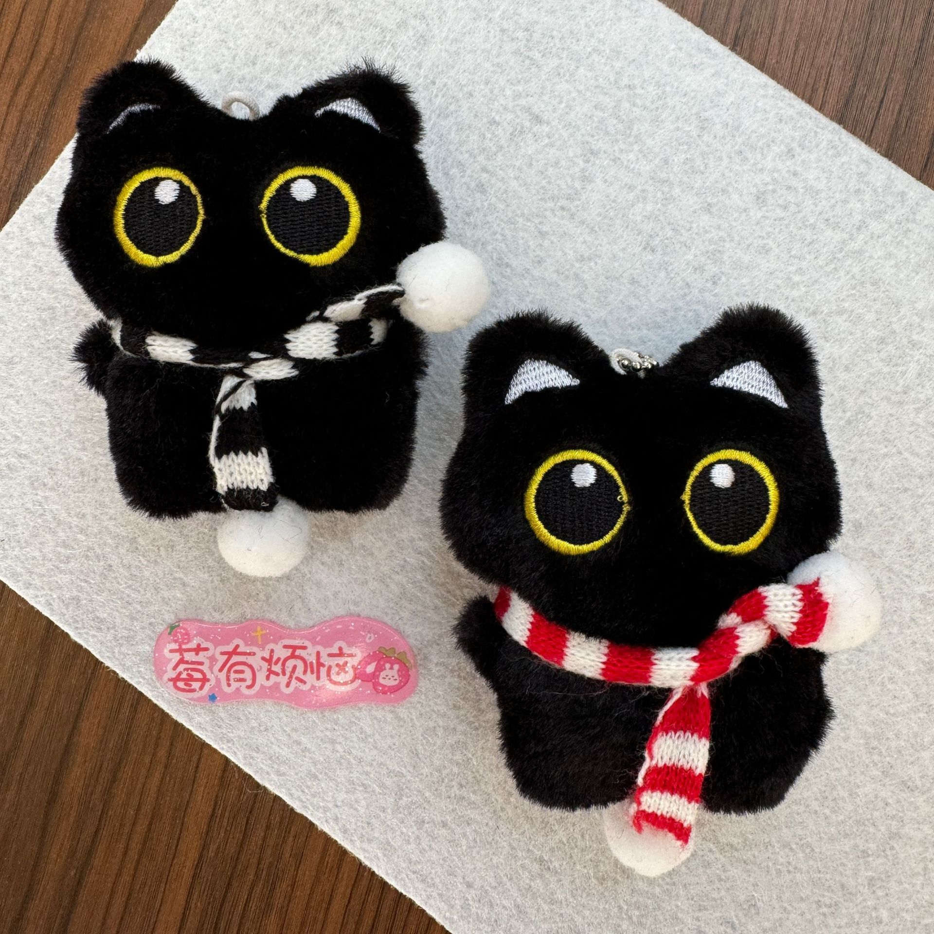 Cartoon black cat doll plush toy pendant, little cat toy pendant, cute gift, squeaky squeaky bag accessory pic 15