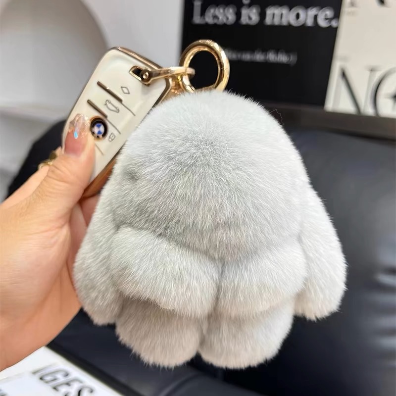 正版可爱獭兔毛公仔小兔子汽车钥匙扣挂件毛绒批货玩偶装死挂饰兔详情3