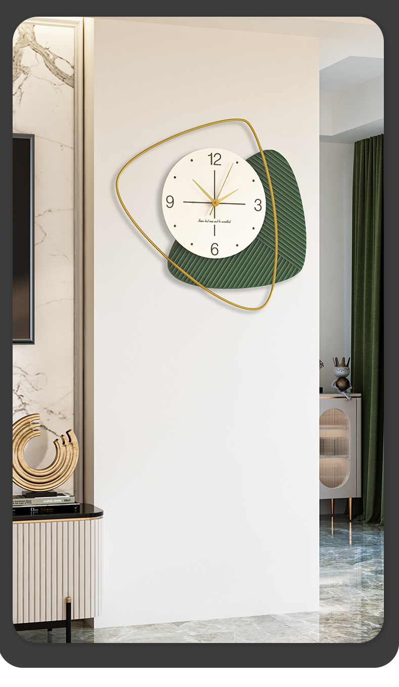 艺术装饰免打孔挂钟客厅简约钟表轻奢家用挂表网红壁钟时钟详情12