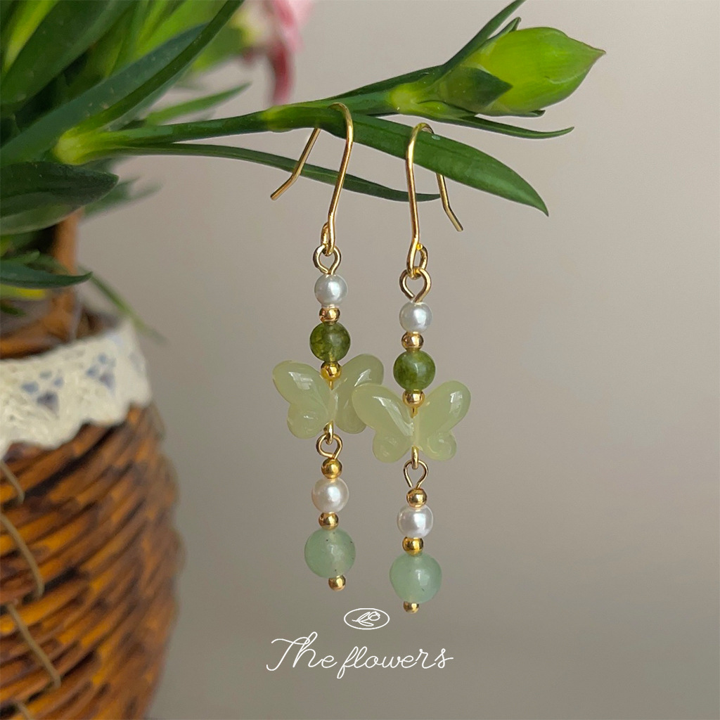 New Chinese-style original design, ancient jade-like butterfly-shaped long handcrafted earrings, factory designer earrings for women wholesale pic 9