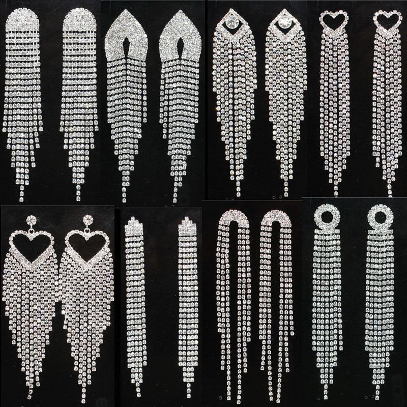 爪链流苏链装饰耳环长款耳针钻链耳饰品女孩首饰铜爪烧焊厂家直销详情1