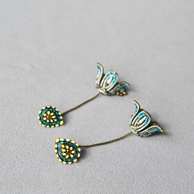 中餐厅姜研同款花朵流苏耳钉女复古轻奢优雅波西米亚小众耳环耳饰详情10