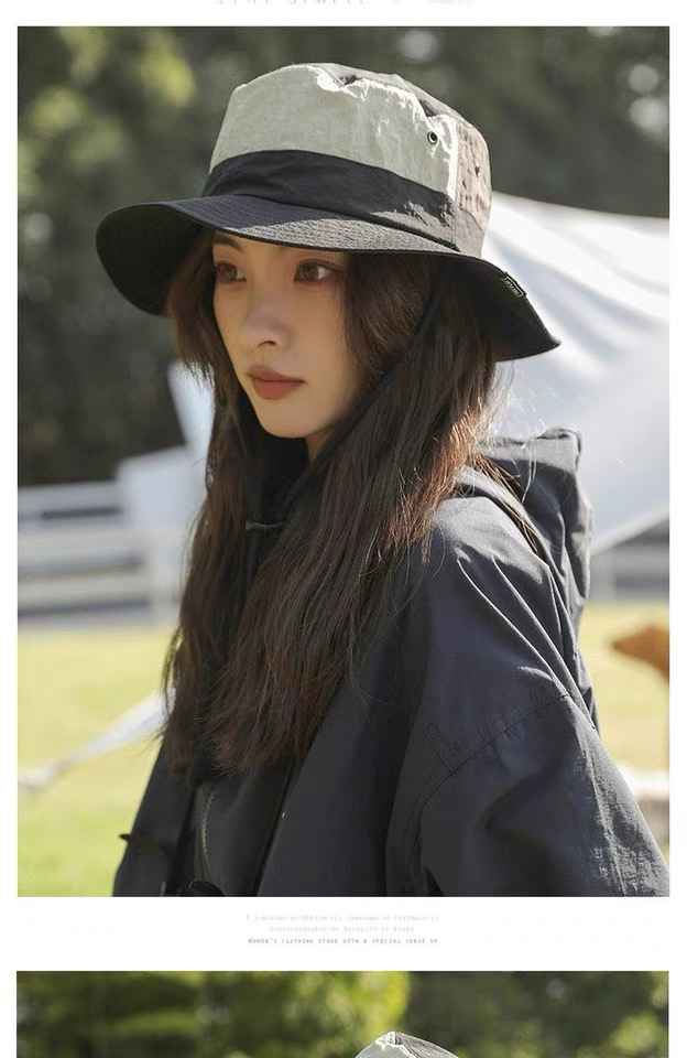 拼色渔夫帽日系速干2025新款夏季女户外登山薄款透气防晒遮阳盆帽详情8