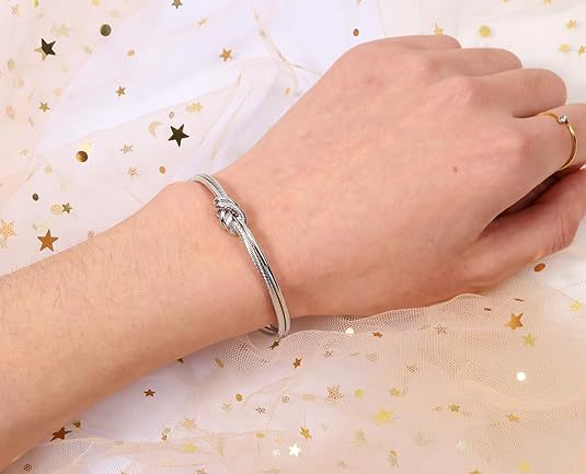 New fashionable double-line knotted open brass bracelet, simple knotted open adjustable bracelet, simple, niche and cool pic 5