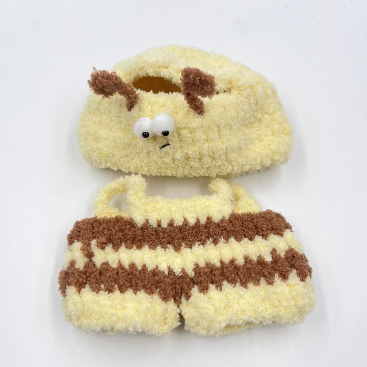 通用毛绒线迷你娃衣毛线手工钩织背带裤帽子套装玩偶娃衣批发详情14