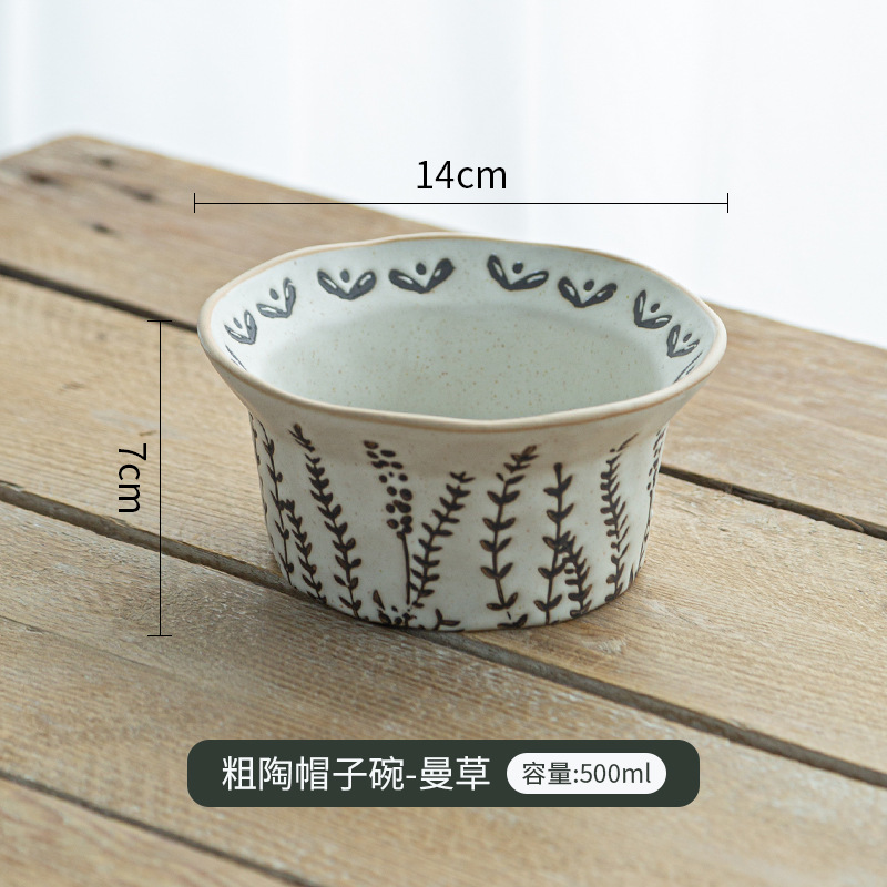 日式陶瓷米饭碗手绘釉下彩家用小碗创意甜品碗夏季沙拉碗陶土勺子详情9