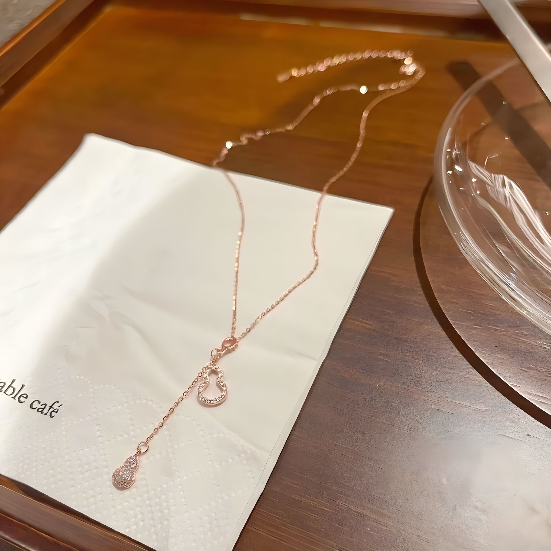 银贝福禄双全纯银S925项链女小众设计锆石款锁骨链流苏葫芦吊饰品详情4