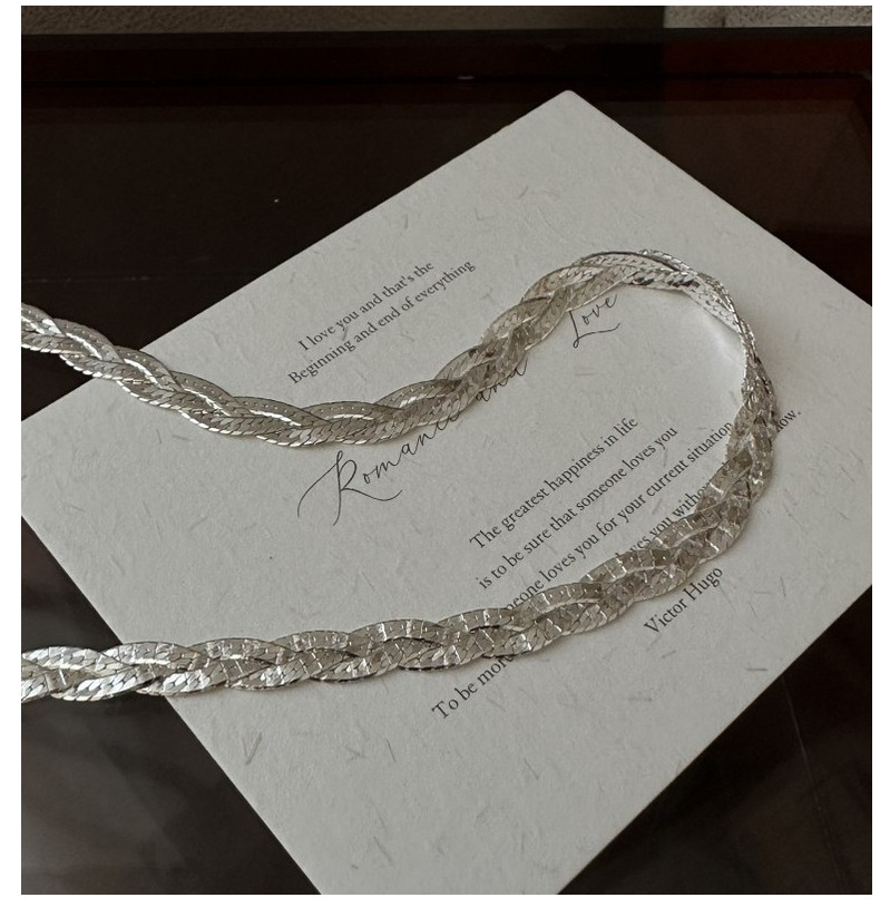 S925 sterling silver three-layer woven glitter Italian collarbone chain, Korean-style simple and fashionable necklace silver jewelry wholesale pic 10