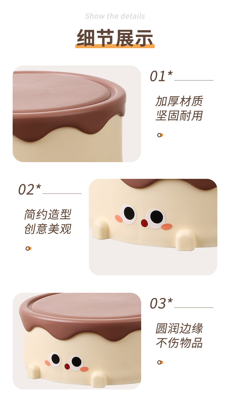 2024新款奶萌蛋糕化妆镜放桌子上可爱小熊首饰收纳镜子圆形补妆镜详情11