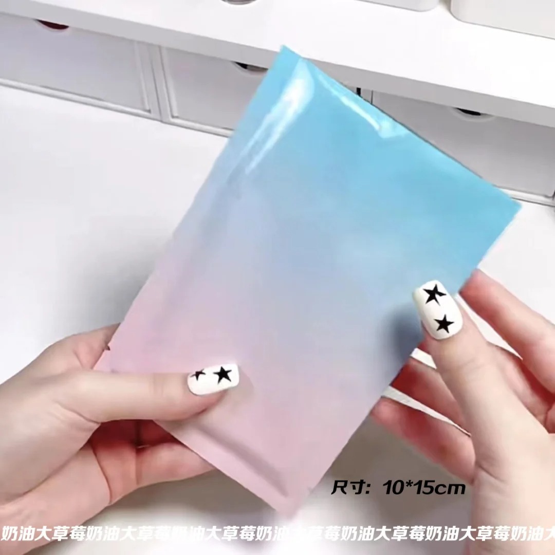 ins blue and pink gradient flat pocket gift bag, small card holder, planner, card release, packing, DIY surprise blind bag, heat-sealed bag pic 4