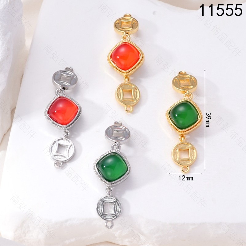 Pearl necklace clasp, copper coin imitation jade inlay clasp, press clasp, connecting clasp, sweater chain diy jewelry accessories pic 12