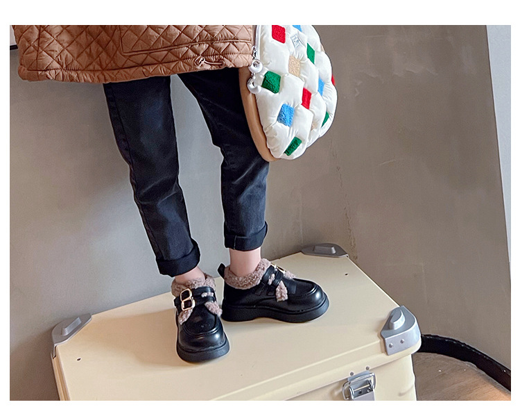 女童棉鞋加绒英伦风公主鞋2024秋冬新款保暖加厚软底小女孩豆豆鞋详情8