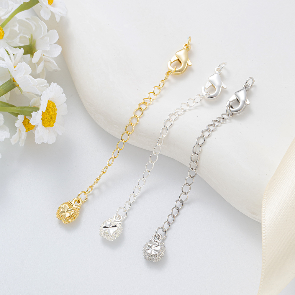 Engraved copper pendant plated with 18K real gold, lobster buckle, extension chain, 14K gold-plated tail chain, diy handmade necklace tail chain pic 15