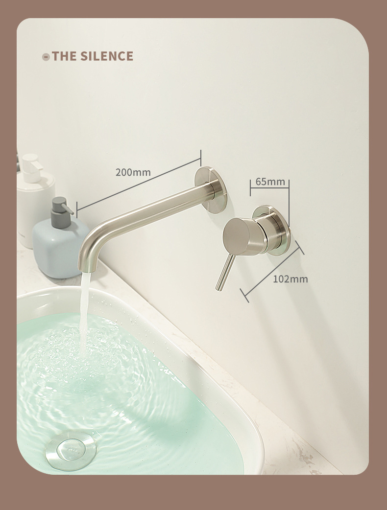 Wholesale of minimalist brushed nickel concealed washbasin wall-mounted fixed faucet, modern bathroom washbasin faucet pic 18