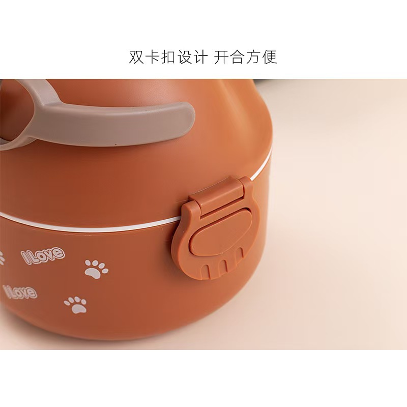 Eyeglasses Bear single-layer hand-held lunch box, office worker, Japanese student lunch box, microwave oven, heating tape lid bento box pic 4