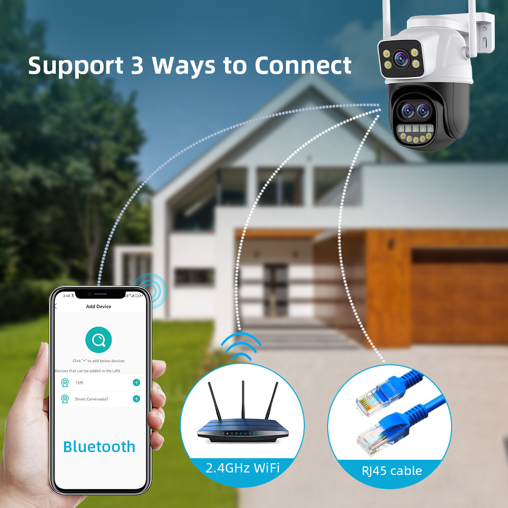 Three-eye zoom surveillance camera, home high-definition camera, wireless camera, wifi network, indoor and outdoor monitor pic 11