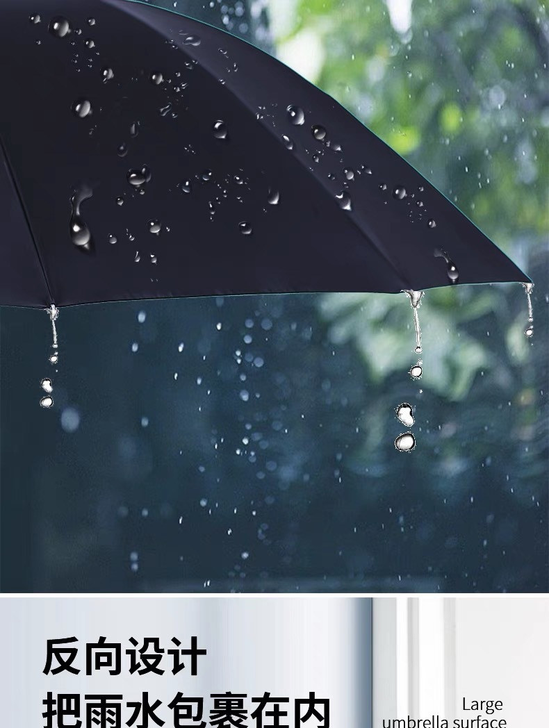 超大3-4人雨伞高级感折叠伞黑胶防晒晴雨伞加固遮阳伞印刷广告伞详情8