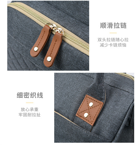 跨境专供高级感妈咪包大容量轻便母婴床包挂童车多功能手提双肩包详情18