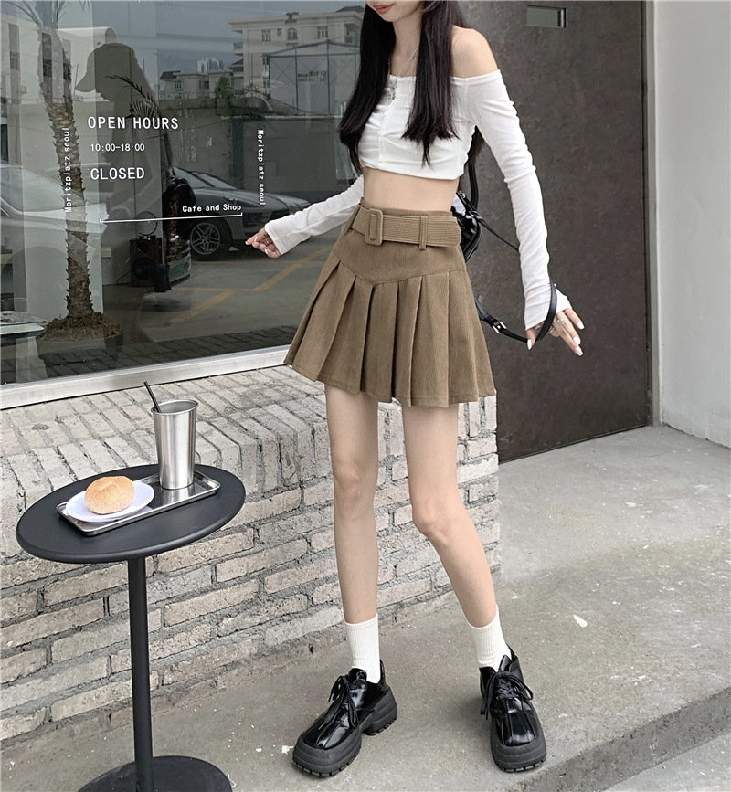 秋冬季韩版2024新款时尚辣妹高腰显瘦短款百搭纯色百褶半身裙子女详情31