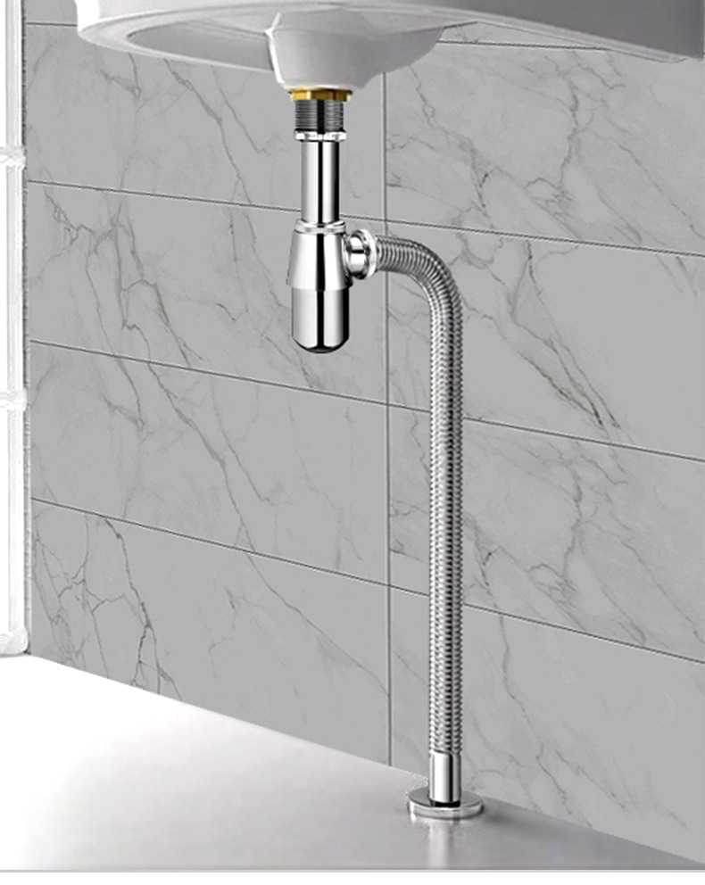 波纹管墙排隔气入墙管304不锈钢配件面盆下水器排水管防臭设计详情3