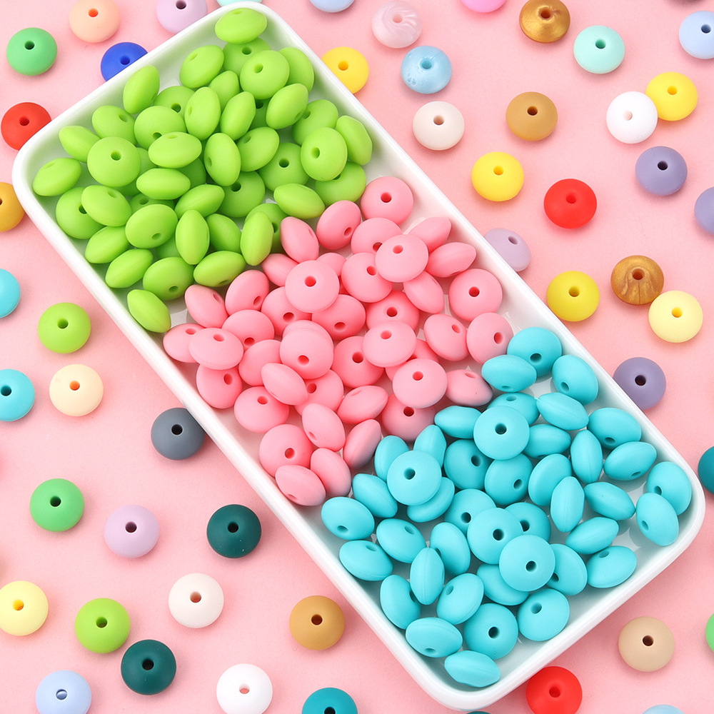 20颗一包跨境硅胶糖果色扁圆算盘珠扁隔珠 diy手串挂件饰品配件详情11