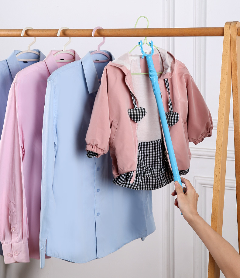 Retractable clothes drying fork, balcony clothes fork, PP clothes drying pole, portable clothes support pole, clothes fork, solid color plastic steel clothes pole wholesale pic 16