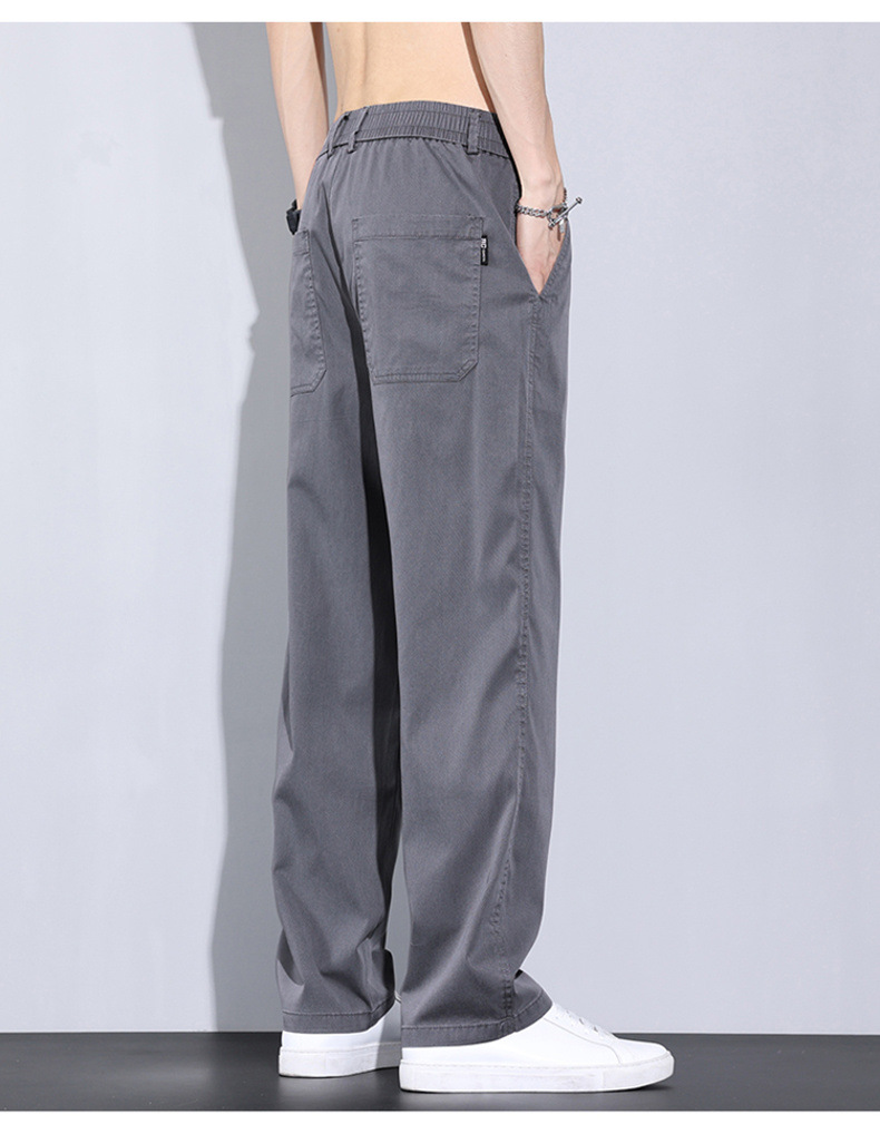 啄木鸟冰丝休闲裤子男士夏季薄款潮牌宽松天丝柔软牛仔五分长裤详情34