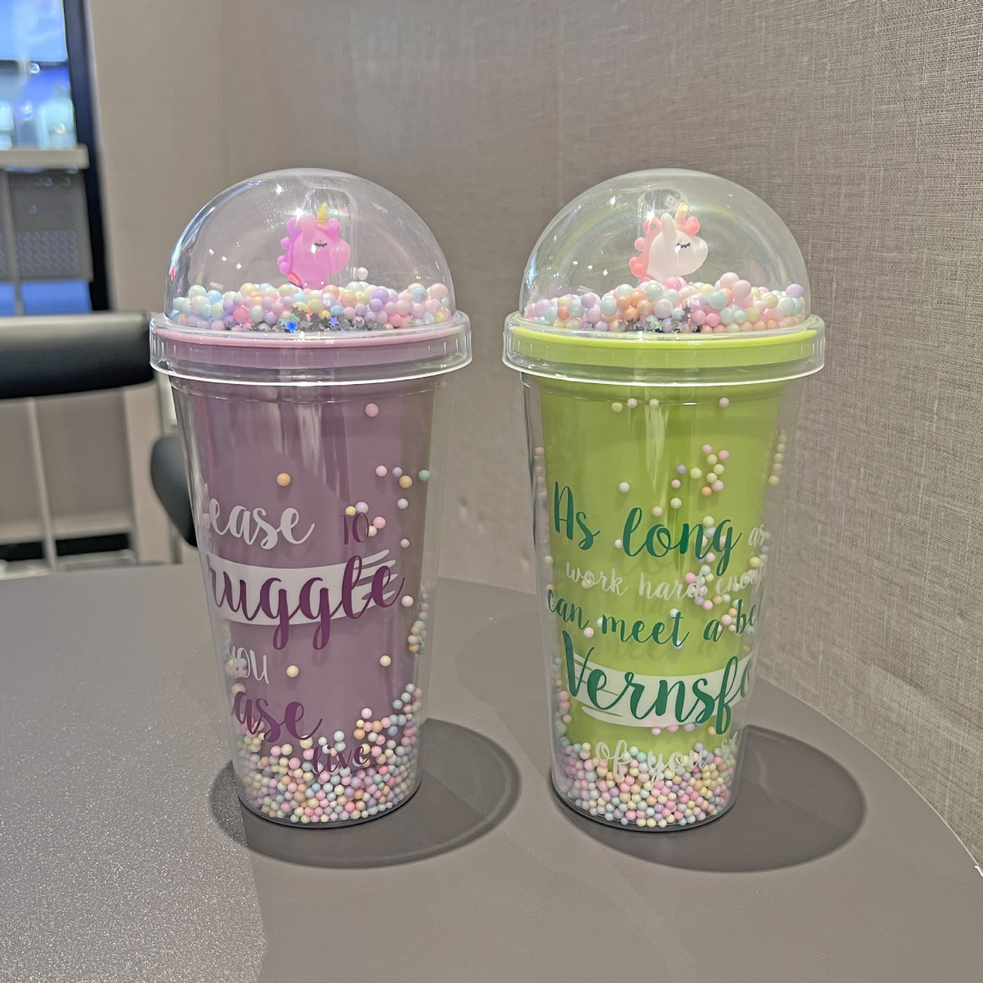 网红夏日碎冰杯观景卡通双层塑料杯批发大容量便携吸管杯奶茶杯子详情8