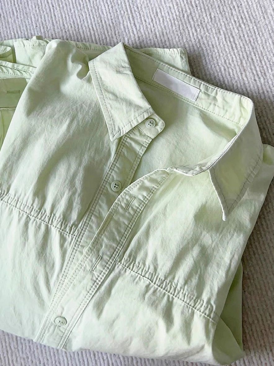 The 2025 new dopamine cream-colored pure cotton shirt is suitable for women to wear as a loose shirt coat in summer for sun protection pic 12