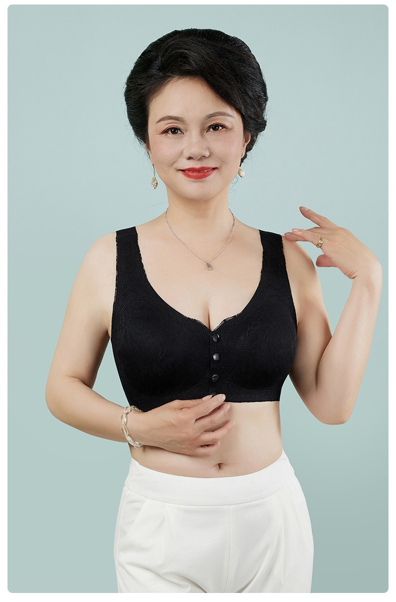 Front-opening button underwear for middle-aged and elderly mothers, comfortable and close-fitting, thin, frameless bra, breathable and seamless vest for women pic 13