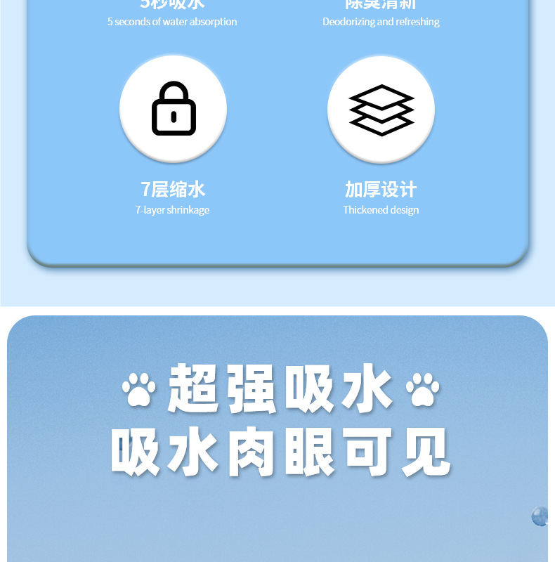 亚马逊狗尿片宠物尿垫大量批发一次性吸水除臭狗狗加厚隔尿垫用品详情3