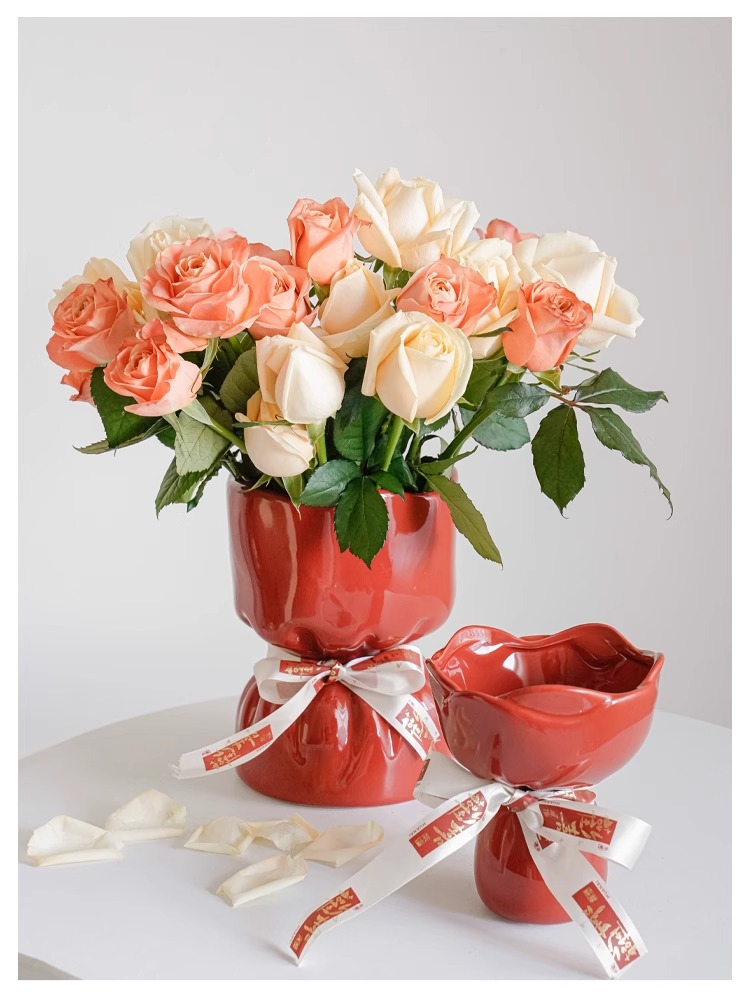 情绪稳定花瓶陶瓷花瓶客厅摆件鲜花插花轻奢高级感新家复古装饰品详情5