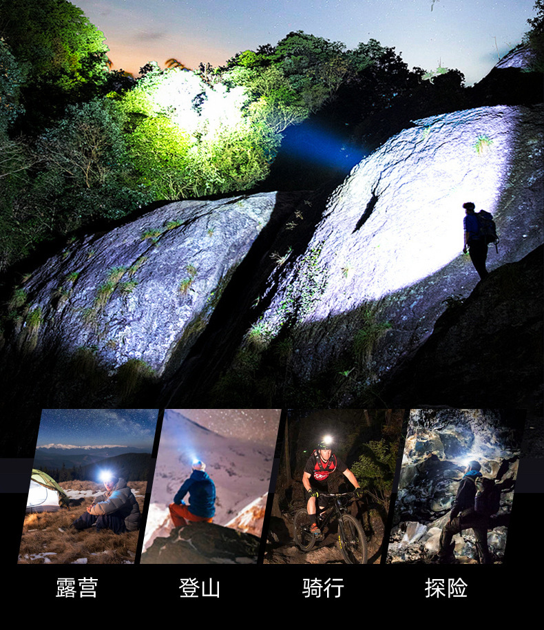 Cross-border white laser long-range headlamp, outdoor zoom headlamp, camping headlamp, multi-functional zoom intelligent digital display headlamp pic 14