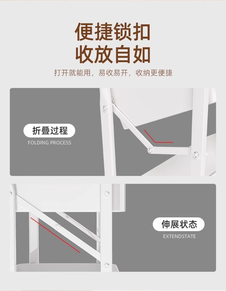 Mobile trolley, floor-standing, multi-layer folding kitchen storage rack, snack rack, ironwork bathroom storage rack pic 4