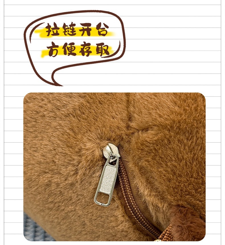 呆萌水豚款斜挎包双肩背包毛绒玩具包收纳包卡皮巴拉儿童礼物批发详情3