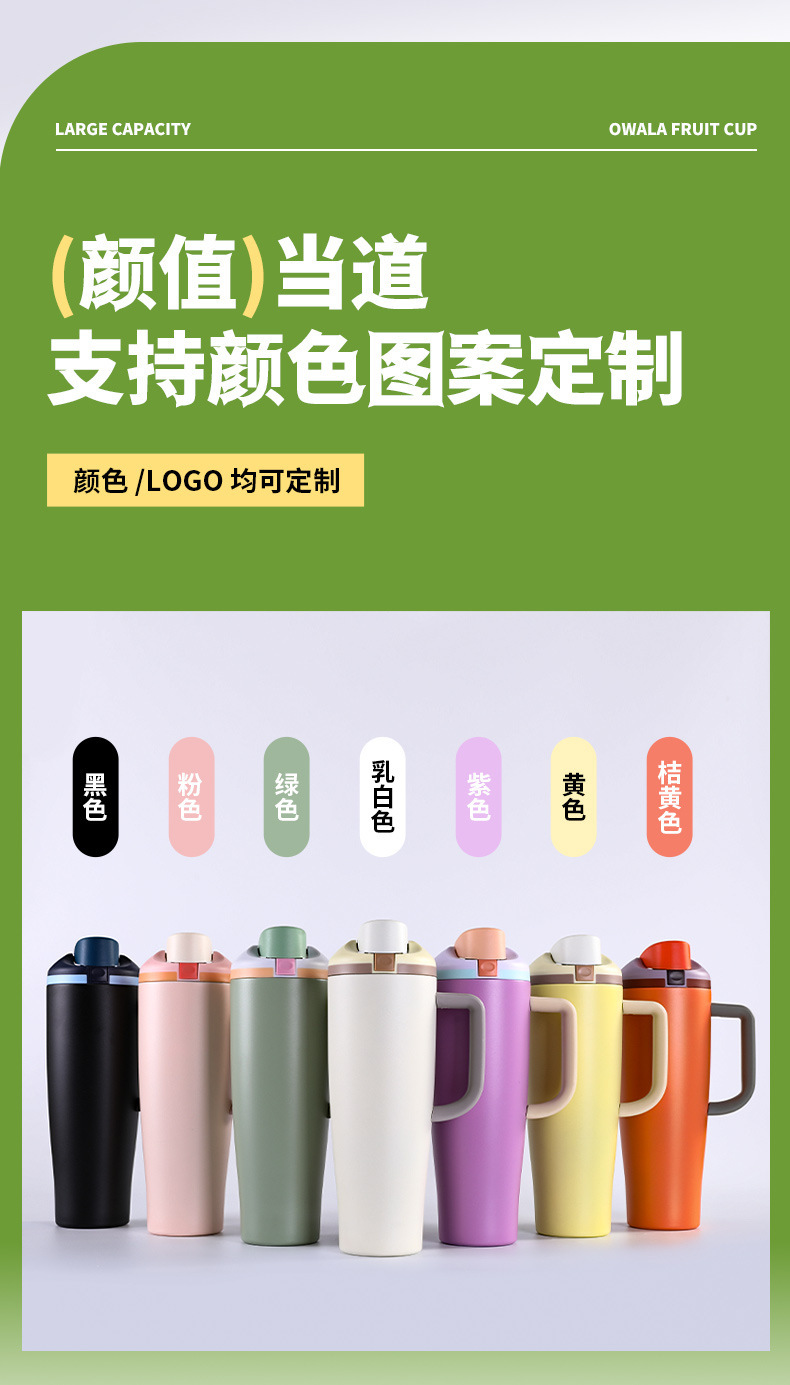 跨境Owala40oz保温杯双饮水杯大容量手柄不锈钢运动水杯吸管杯详情7