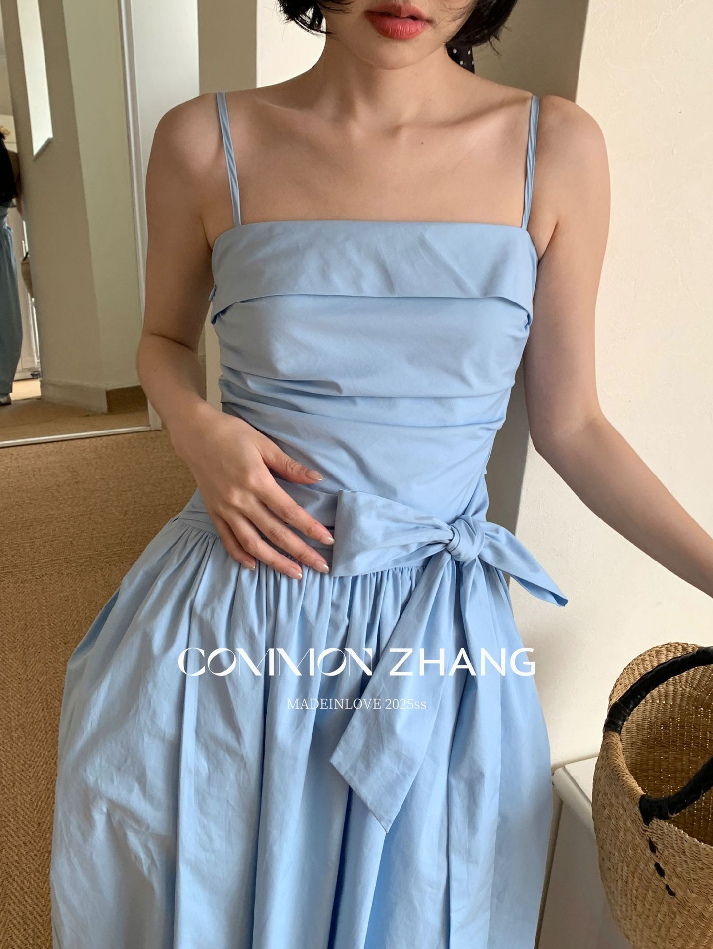 CZ ZHANG Summer Multi-color mint Mamba style lace-up waist-cinching and slimming halter flower bud dress for women B26925 pic 26