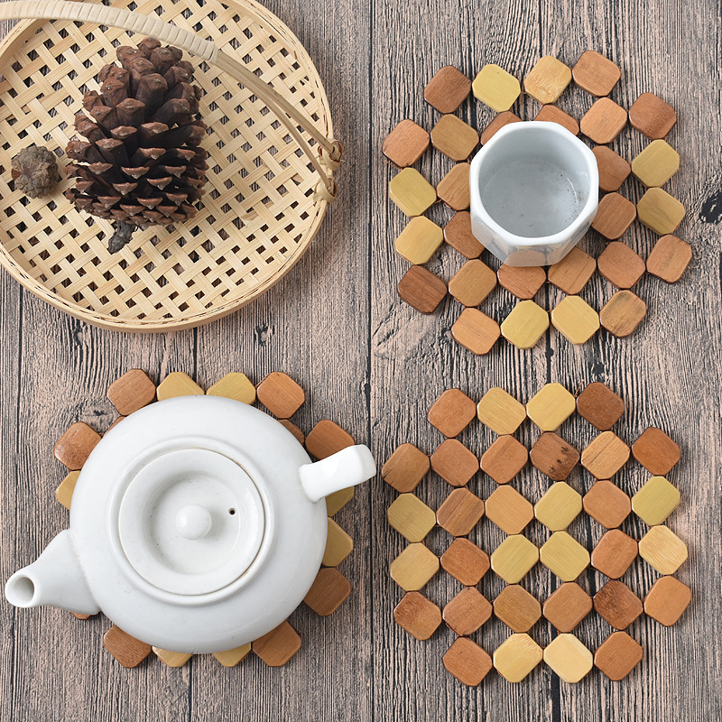 High-quality bamboo heat insulation pads, natural Nan bamboo heat-resistant table MATS, household dining table coasters and bowl MATS, high-temperature resistant heat-resistant pads pic 13