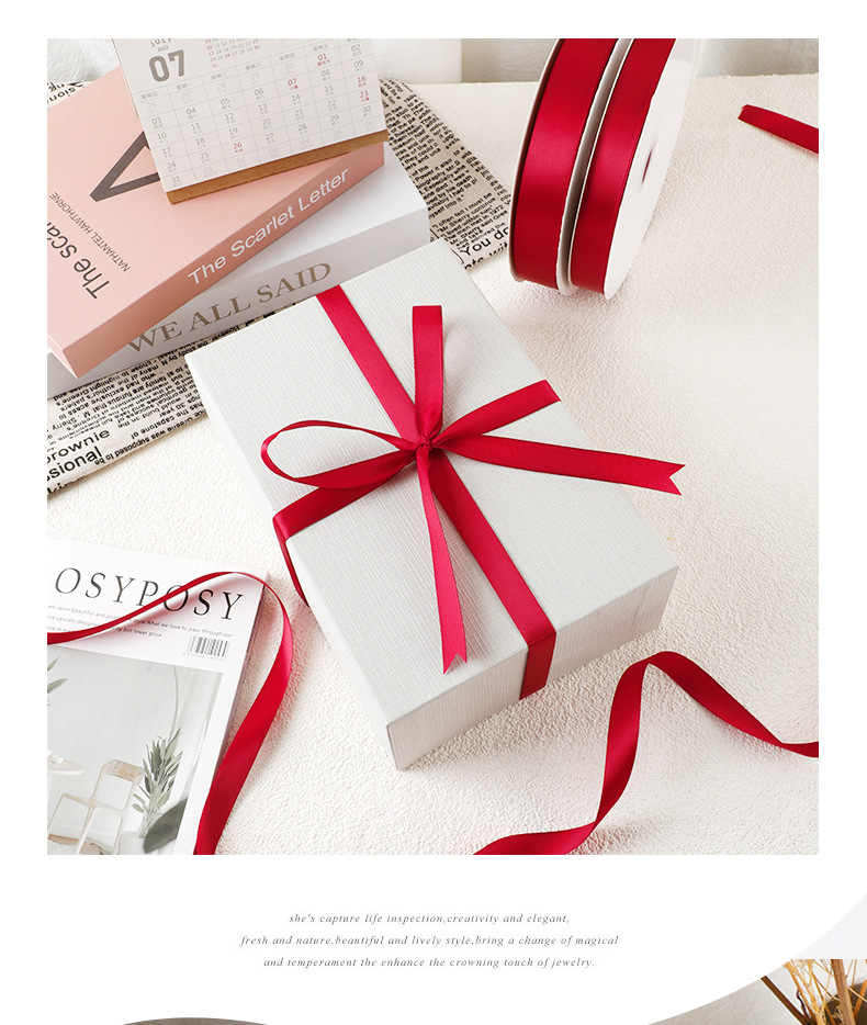 现货红色丝带酒水礼品花束包装彩带礼盒印刷缎带发饰提花织带批发详情8