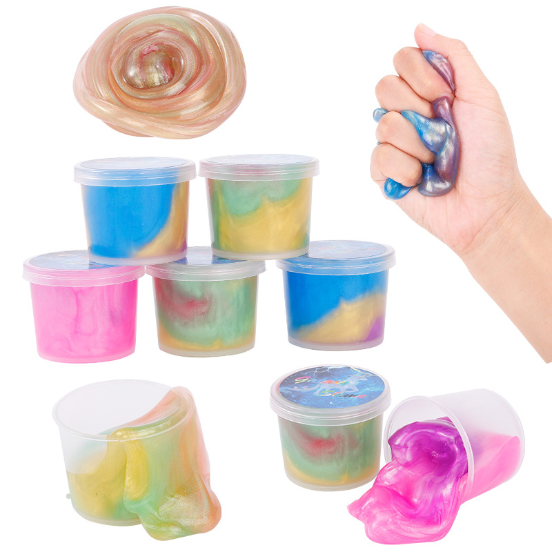 亚马逊爆款 星空水晶泥七彩小罐史莱姆混色起泡胶 slime 厂家批发详情19