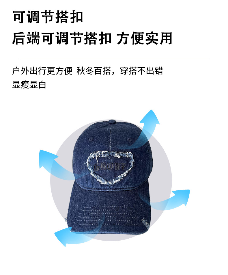 Korean style Instagram trendy retro patchwork denim baseball caps for men and women, casual and versatile fashion, trendy baseball caps for adults pic 8