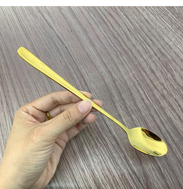 304不锈钢金色咖啡勺搅拌勺镀金长柄勺家用喝粥调羹蛋糕甜品勺详情4
