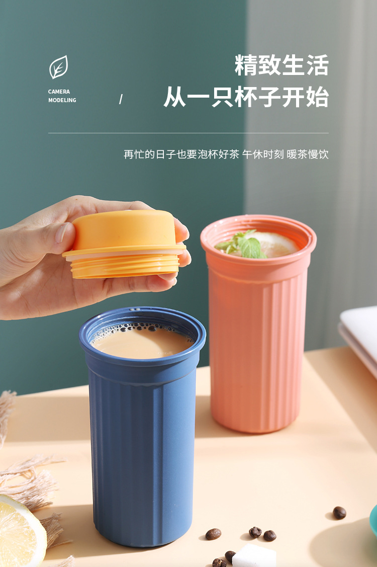 网红简约便携塑料杯密封水杯户外随行奶茶咖啡杯带盖手提杯子礼品详情4