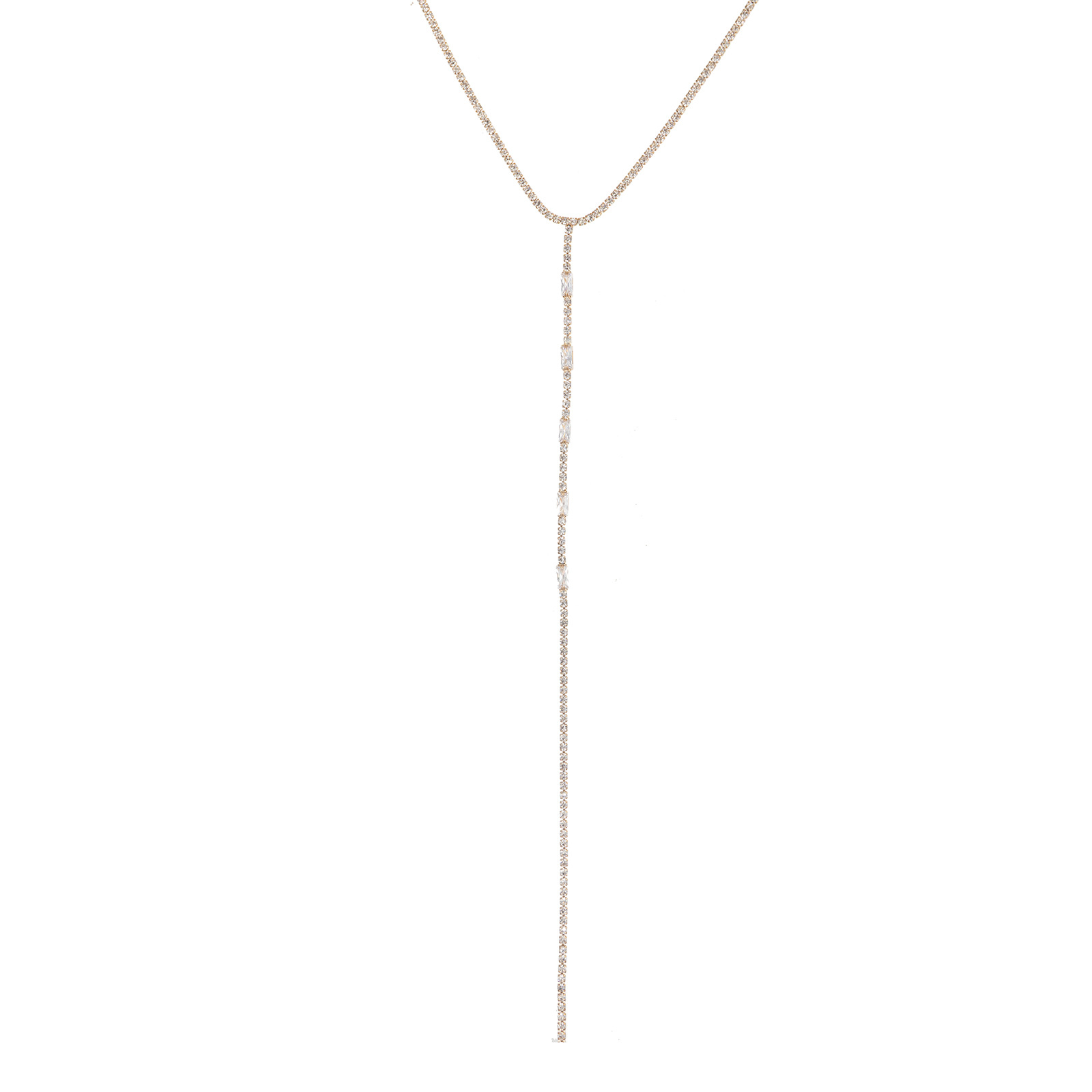 Cross-border new product necklace: Sexy Y-shaped long zircon necklace, European and American InS-style personalized neck-fitting collarbone diamond necklace pic 7