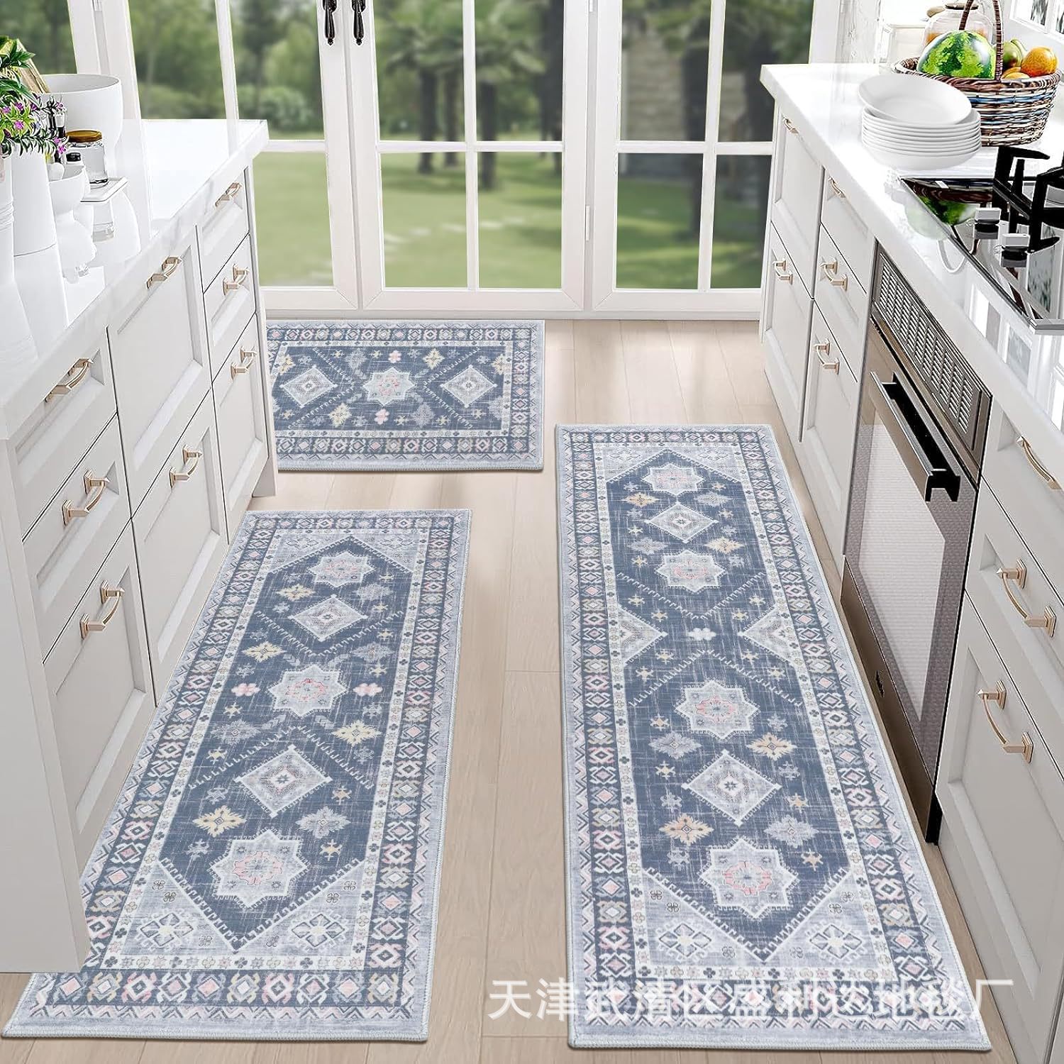 American retro Persian kitchen mat, oil-absorbing and anti-slip combination long strip floor mat, household entrance floor mat in stock pic 9