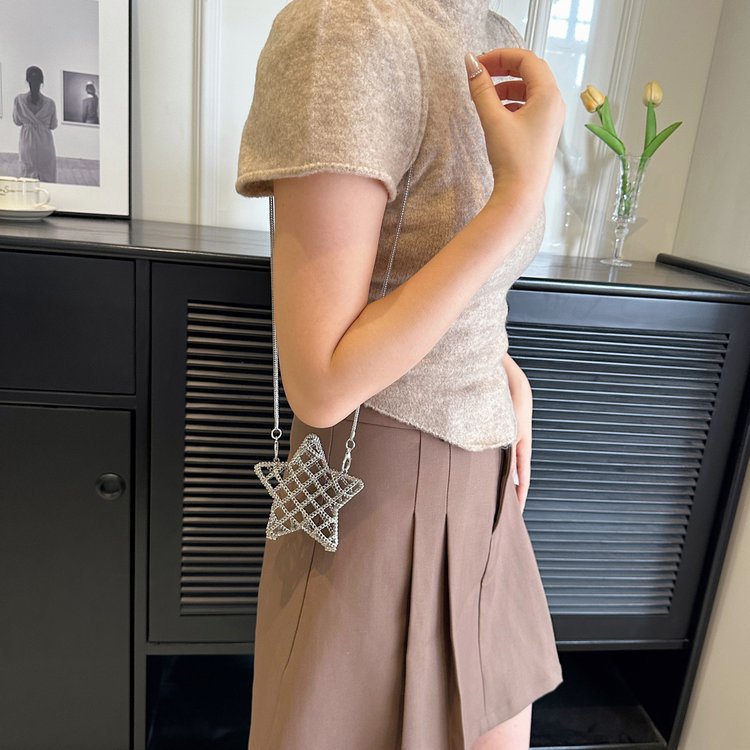 跨境2024夏新款小香风镂空金属星星包晚宴包单肩斜挎气质链条女包详情176