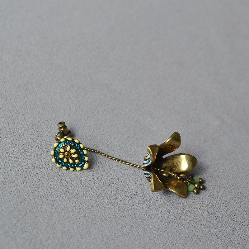 中餐厅姜研同款花朵流苏耳钉女复古轻奢优雅波西米亚小众耳环耳饰详情8