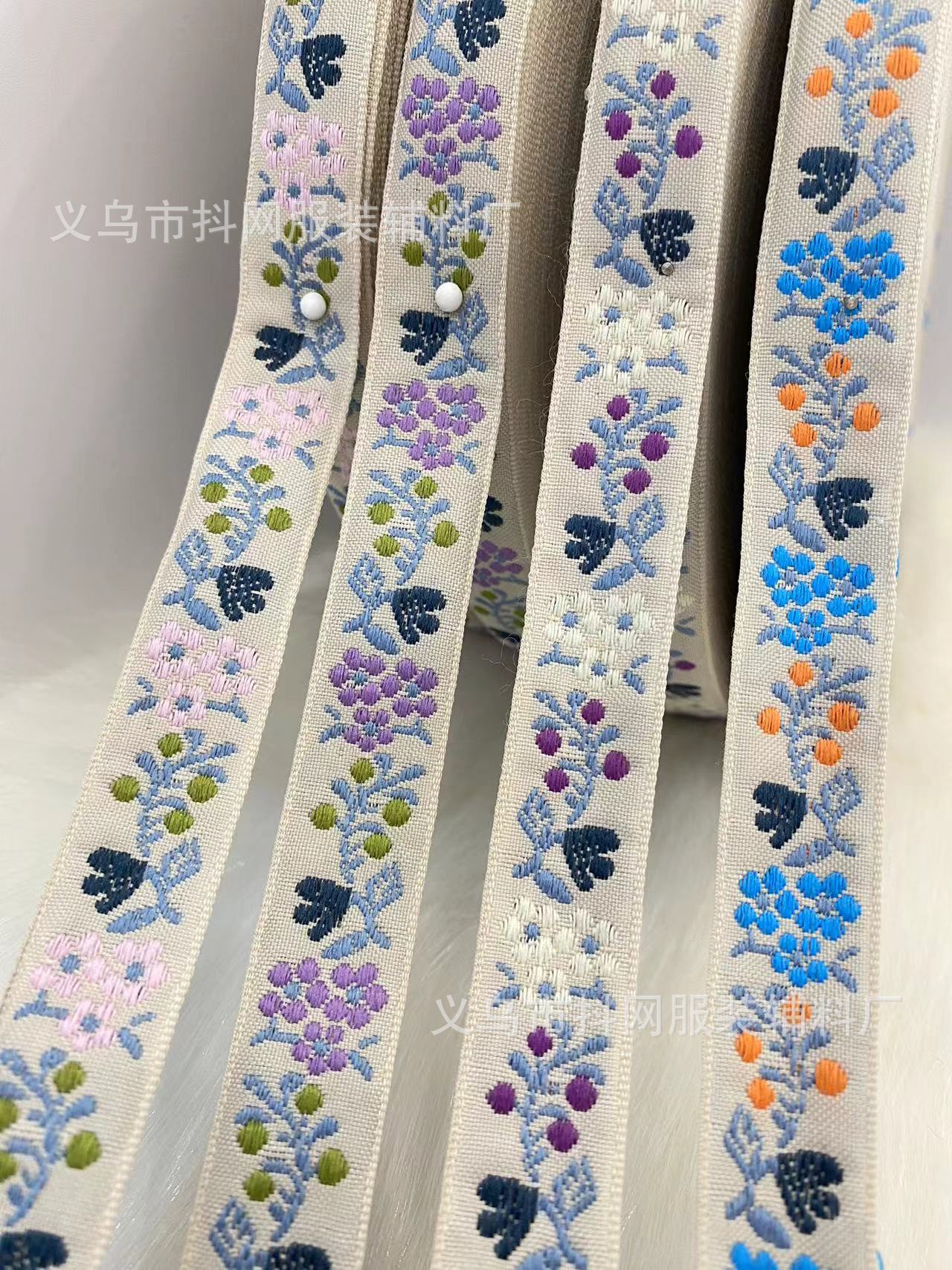 2.1cm米底花草手工DIY蝴蝶结织带时尚汉服演出服装辅料详情4